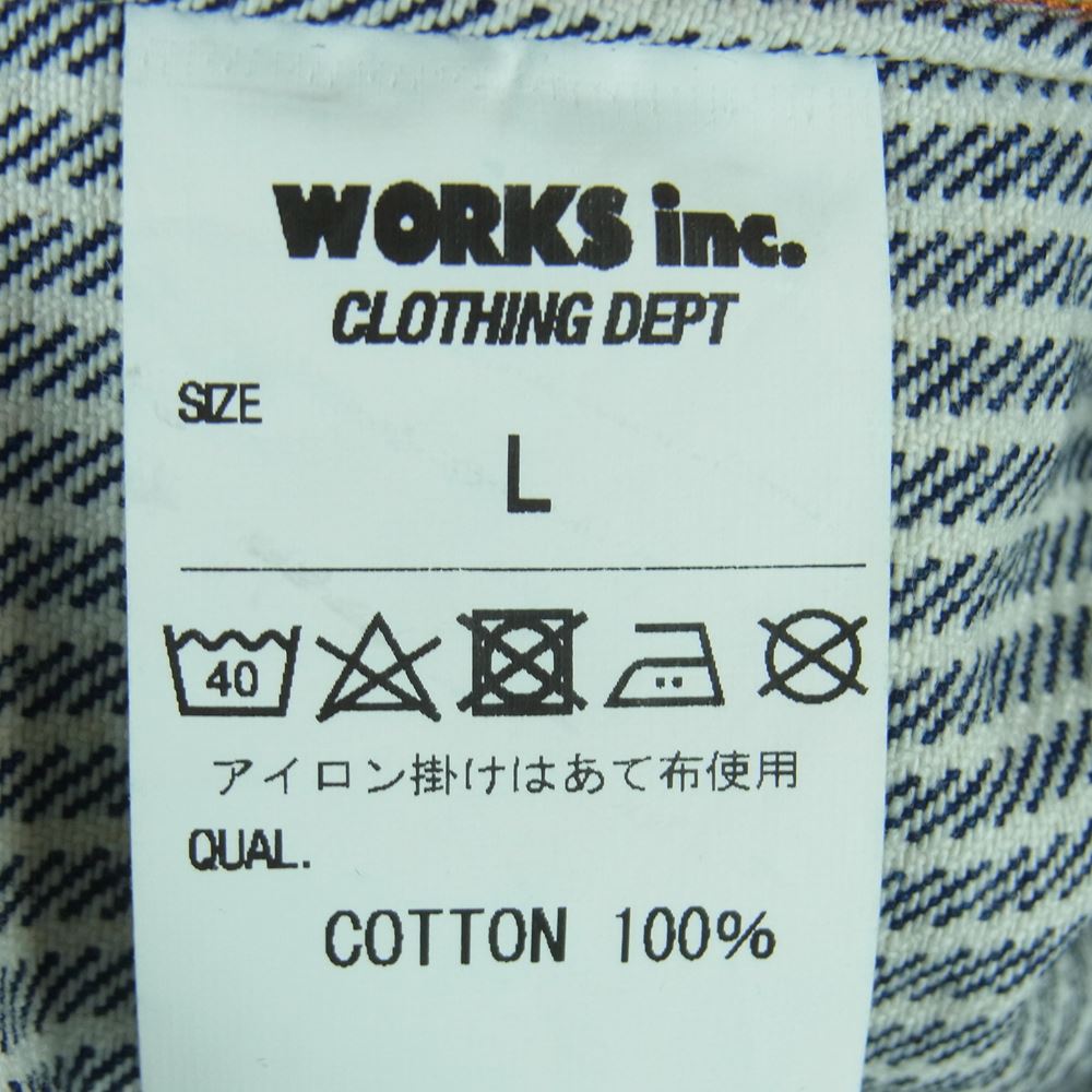 IRON HEART アイアンハート IHSH-07 12oz ヘビーヒッコリー ウエスタン 長袖 シャツ コットン 日本製 ネイビー系 ホワイト系 L【美品】【中古】