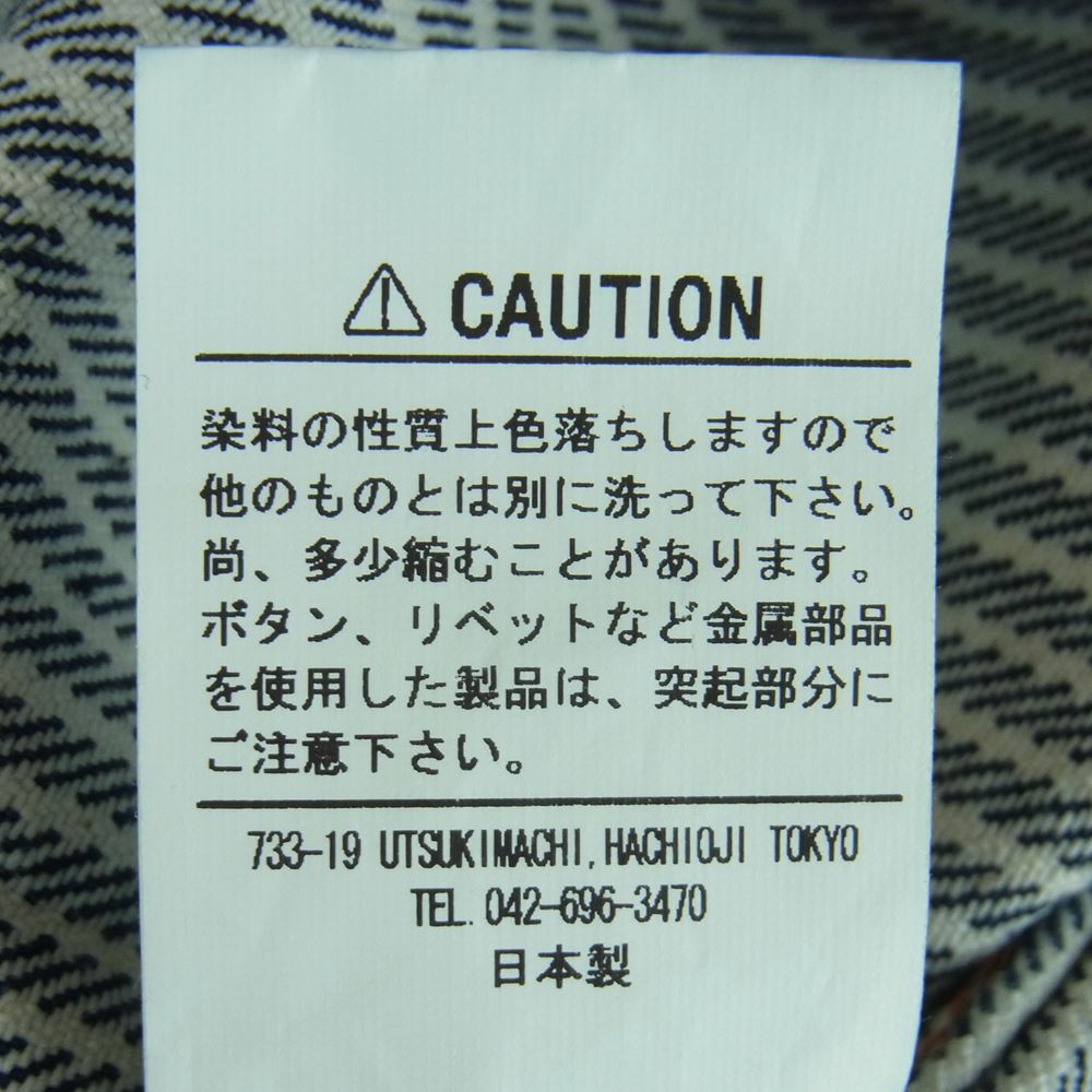 IRON HEART アイアンハート IHSH-07 12oz ヘビーヒッコリー ウエスタン 長袖 シャツ コットン 日本製 ネイビー系 ホワイト系 L【美品】【中古】