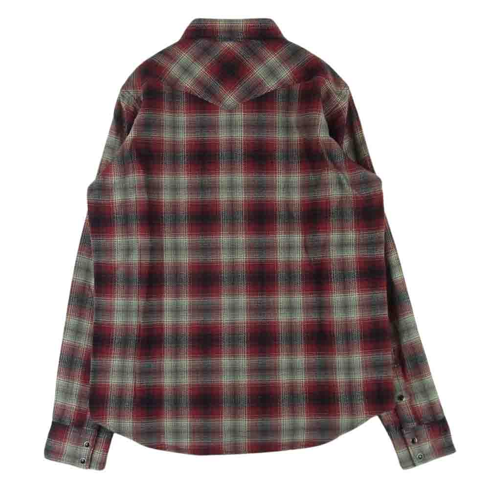 IRON HEART アイアンハート コットン チェック ヘビーネル ウエスタン 長袖 シャツ 日本製 レッド系 L【美品】【中古】