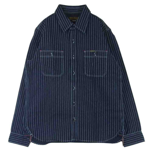 IRON HEART アイアンハート IHSH-266 12oz Wabash Work Shirt ウォバッシュ ワーク 長袖 シャツ ネイビー系 L【美品】【中古】