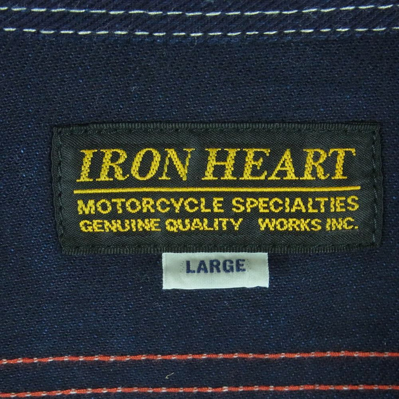 IRON HEART アイアンハート IHSH-266 12oz Wabash Work Shirt ウォバッシュ ワーク 長袖 シャツ ネイビー系 L【美品】【中古】