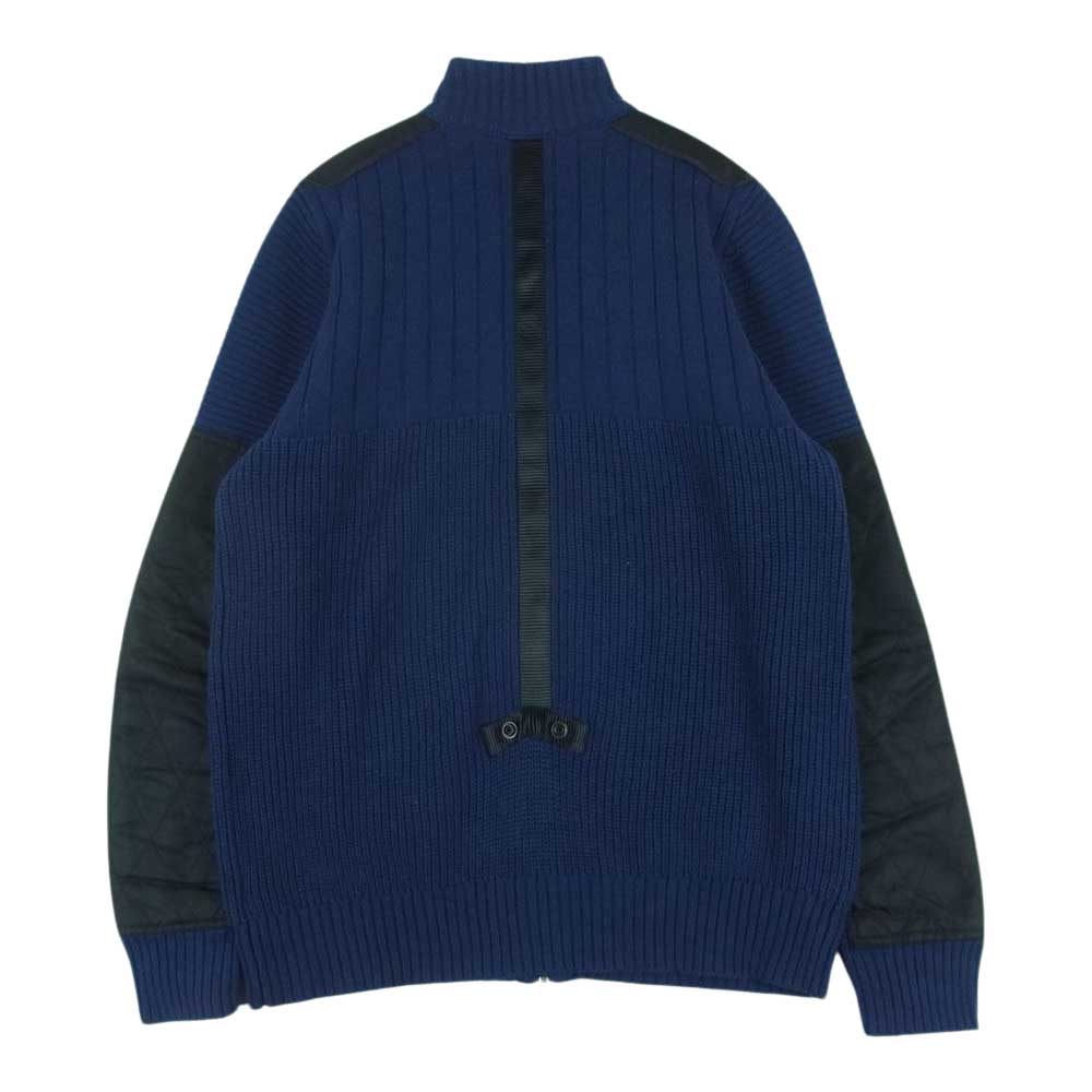 DIESEL ディーゼル ワッペン付 ジップ コマンド ニット ウール コットン 中国製 ネイビー系 M【中古】