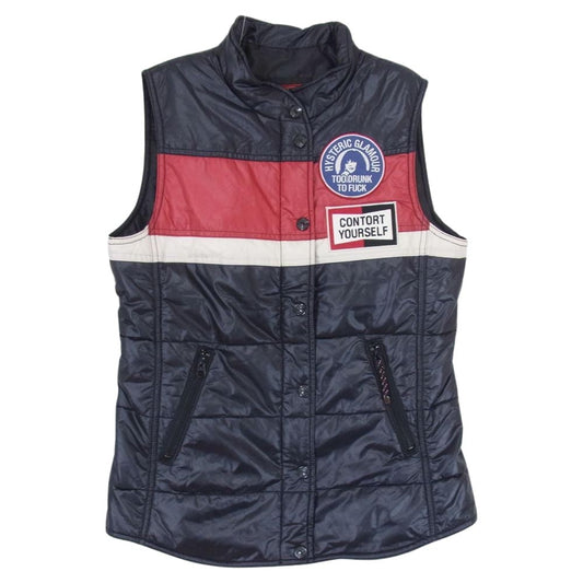 HYSTERIC GLAMOUR ヒステリックグラマー 2AV-9300 PRIMALOFT プリマロフト ワッペン付 中綿 ベスト ブラック系 FREE【中古】
