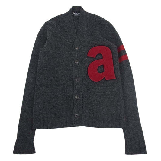 HYSTERIC GLAMOUR ヒステリックグラマー 7ND-0042 × ANDY WARHOL アンディ・ウォーホル aワッペン ウール カーディガン  グレー系 M【中古】