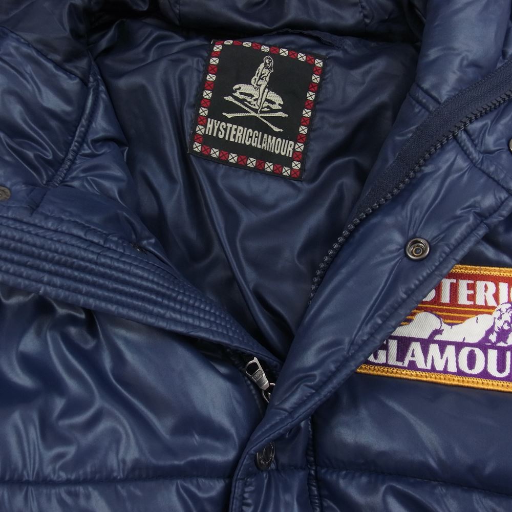 HYSTERIC GLAMOUR ヒステリックグラマー 0123AB01 PRIMALOFT 中綿 プリマロフト ワッペン付 ジャケット ネイビー ネイビー系 F【中古】