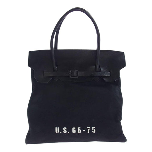 HYSTERIC GLAMOUR ヒステリックグラマー レザー フラップ付 キャンバス バッグ ブラック系【中古】