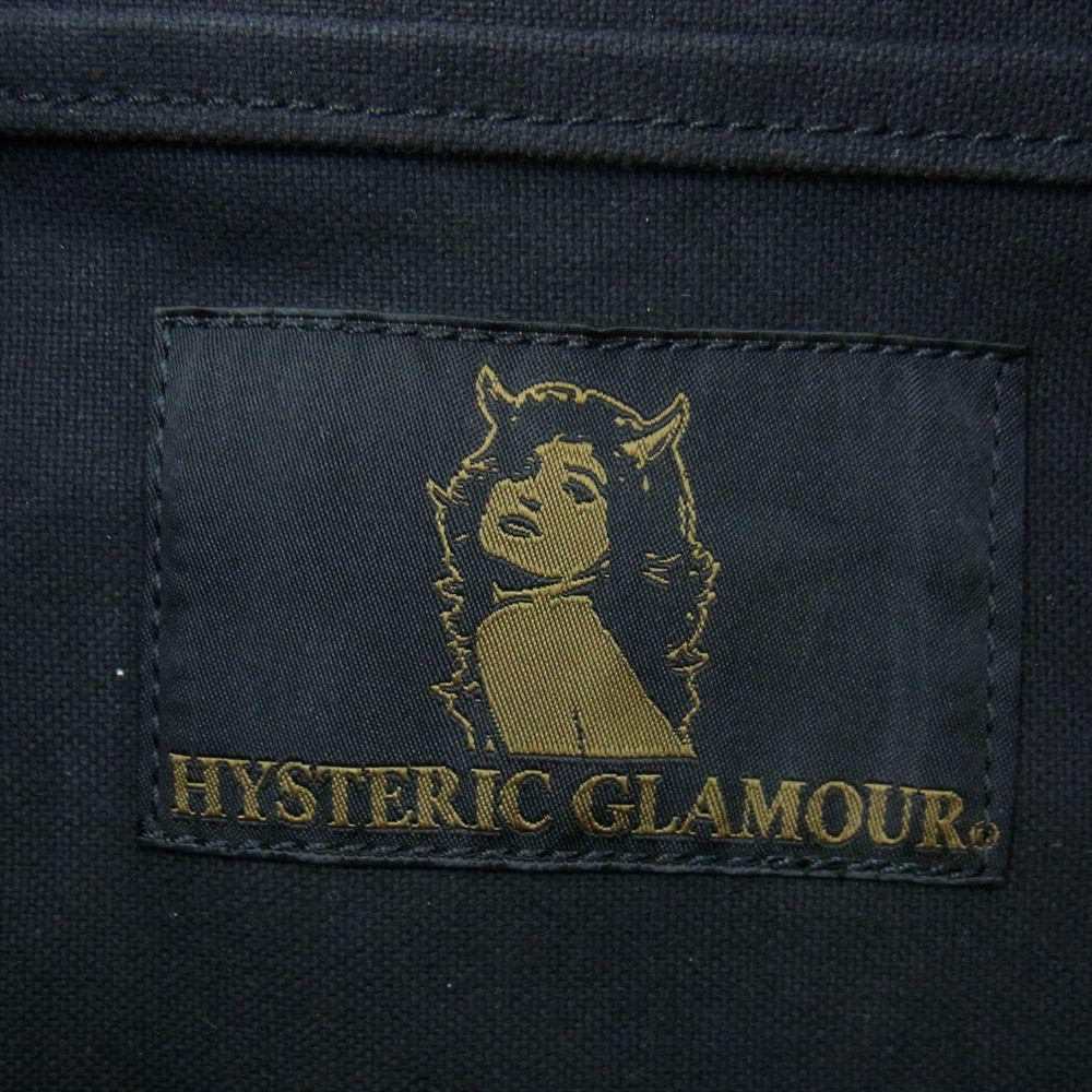 HYSTERIC GLAMOUR ヒステリックグラマー レザー フラップ付 キャンバス バッグ ブラック系【中古】