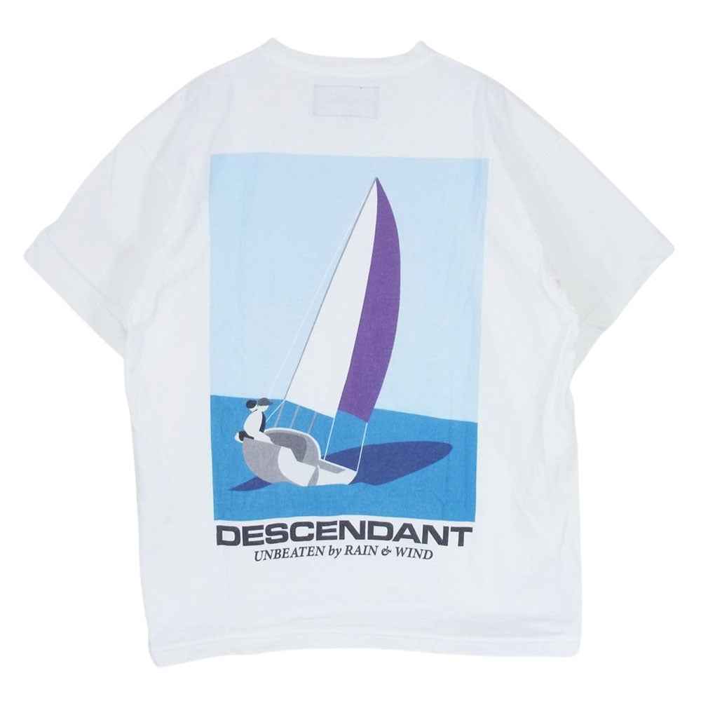 DESCENDANT ディセンダント バックプリント ヨット ロゴ Tシャツ 半袖 ホワイト系 2【中古】
