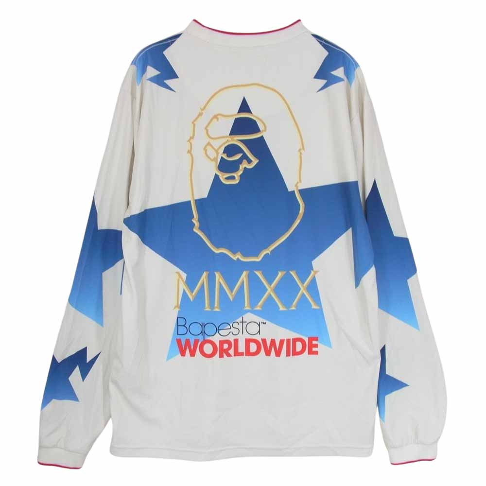 A BATHING APE アベイシングエイプ 001LTG301018X BAPE STA L/S TEE ベイプスタ ロングスリーブ ロンT 長袖 Tシャツ ジャージ ホワイト系 L【中古】