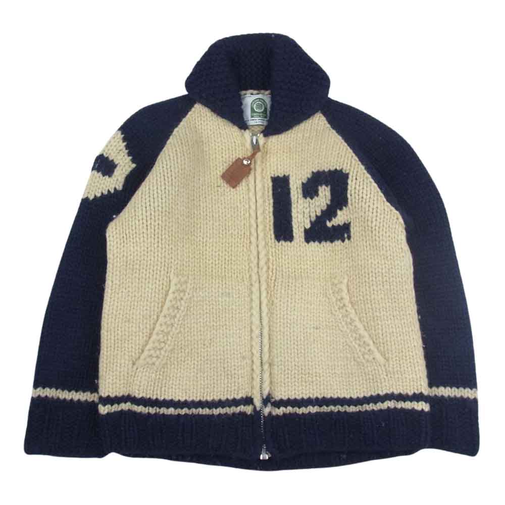 カナディアンセーター ナンバリング12 カウチンニット セーター フルジップ ジャケット カーディガン オフホワイト系【中古】