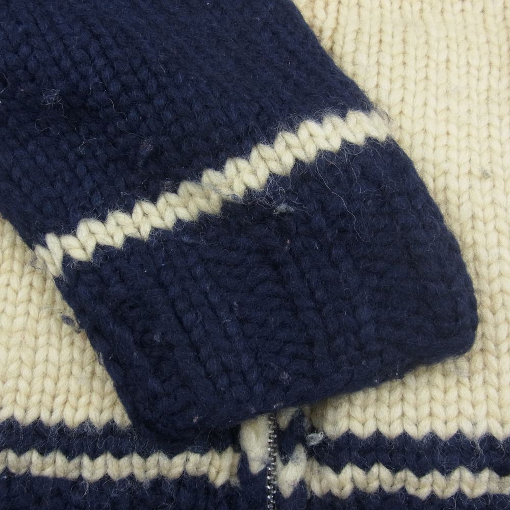 カナディアンセーター ナンバリング12 カウチンニット セーター フルジップ ジャケット カーディガン オフホワイト系【中古】