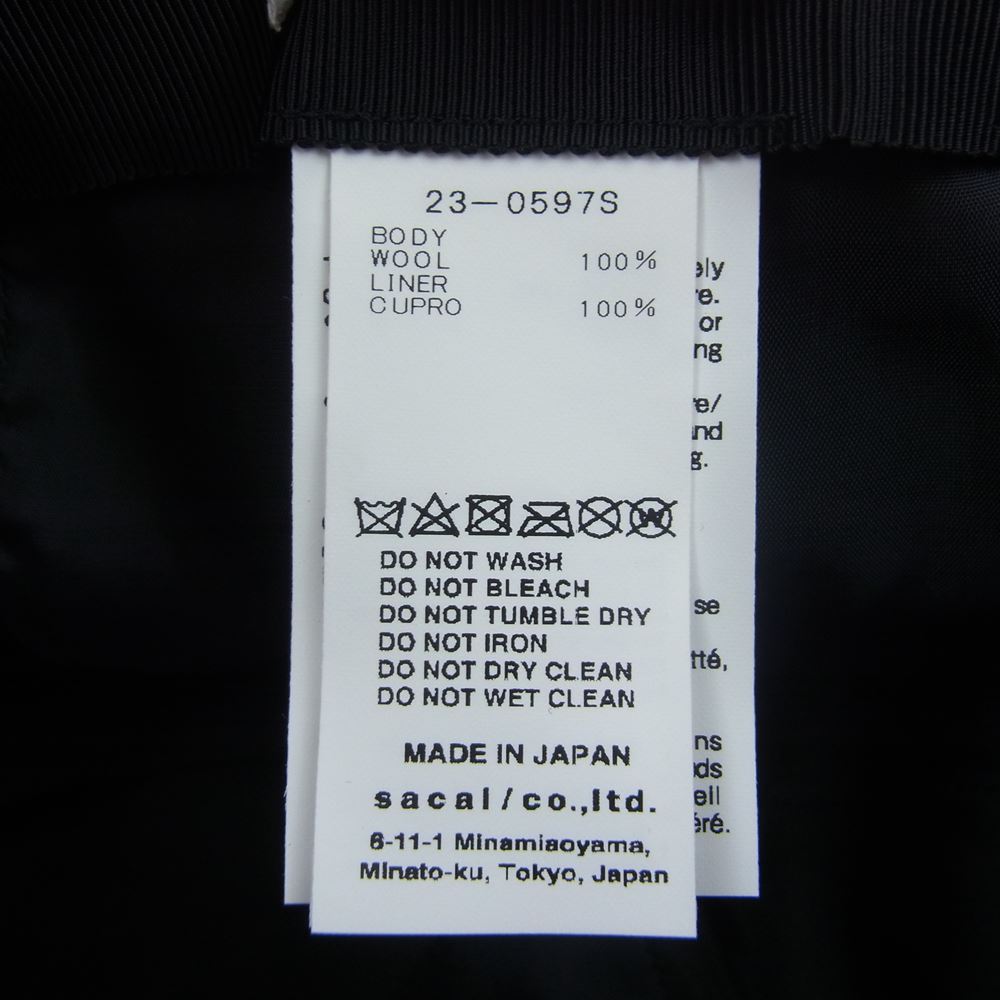 Sacai サカイ 23AW 23-0597S Melton Trapper s Cap メルトン トラッパー キャップ ブラック系 OS【新古品】【未使用】【中古】