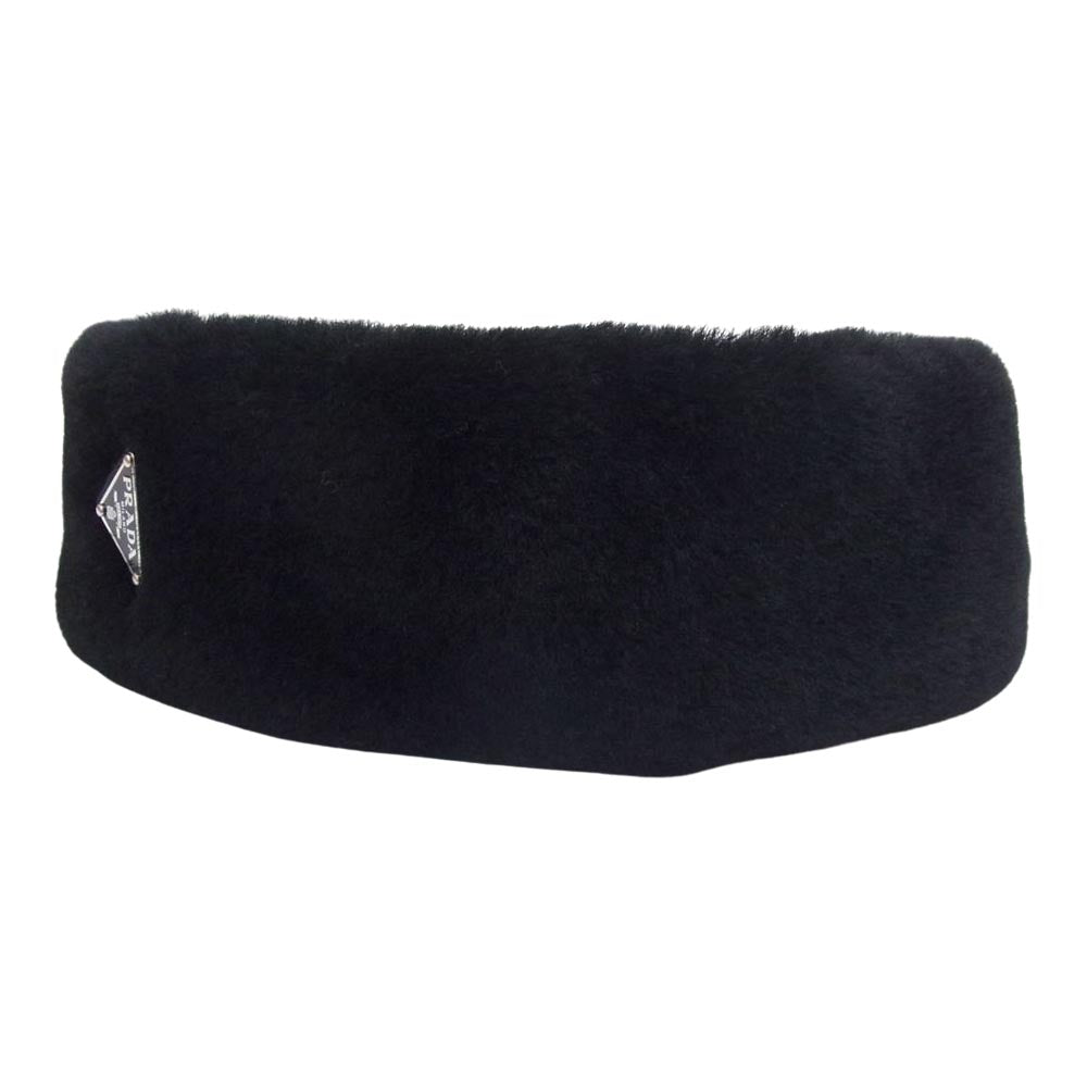 PRADA プラダ 1IH031 ファー へアバンド カチューシャ ブラック系【極上美品】【中古】