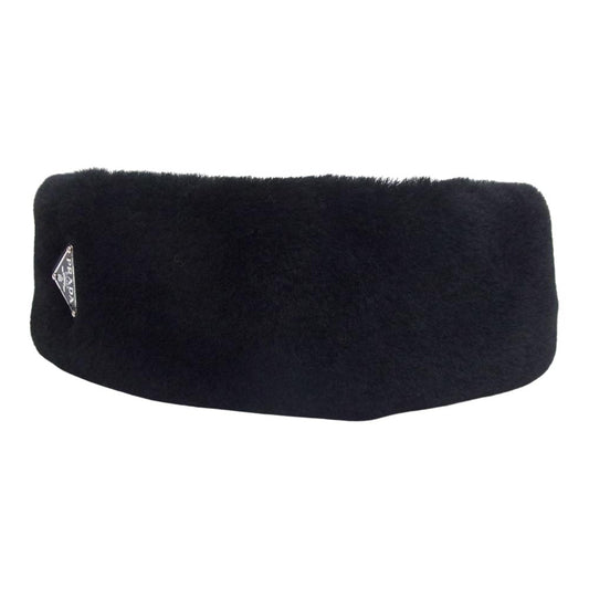 PRADA プラダ 1IH031 ファー へアバンド カチューシャ ブラック系【極上美品】【中古】