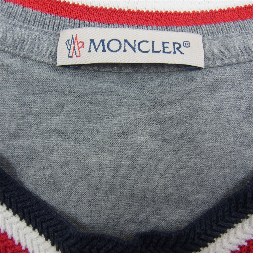 MONCLER モンクレール 18SS D20918028300 8390Y MAGLIA T-SHIRT Tricolor Rib トリコロールリブ Tシャツ L【美品】【中古】