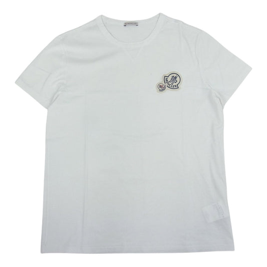 MONCLER モンクレール 19SS D10918032500 8390Y MAGLIA T-SHIRT ダブルロゴワッペン付 クルーネック 半袖 Tシャツ ホワイト系 L【美品】【中古】