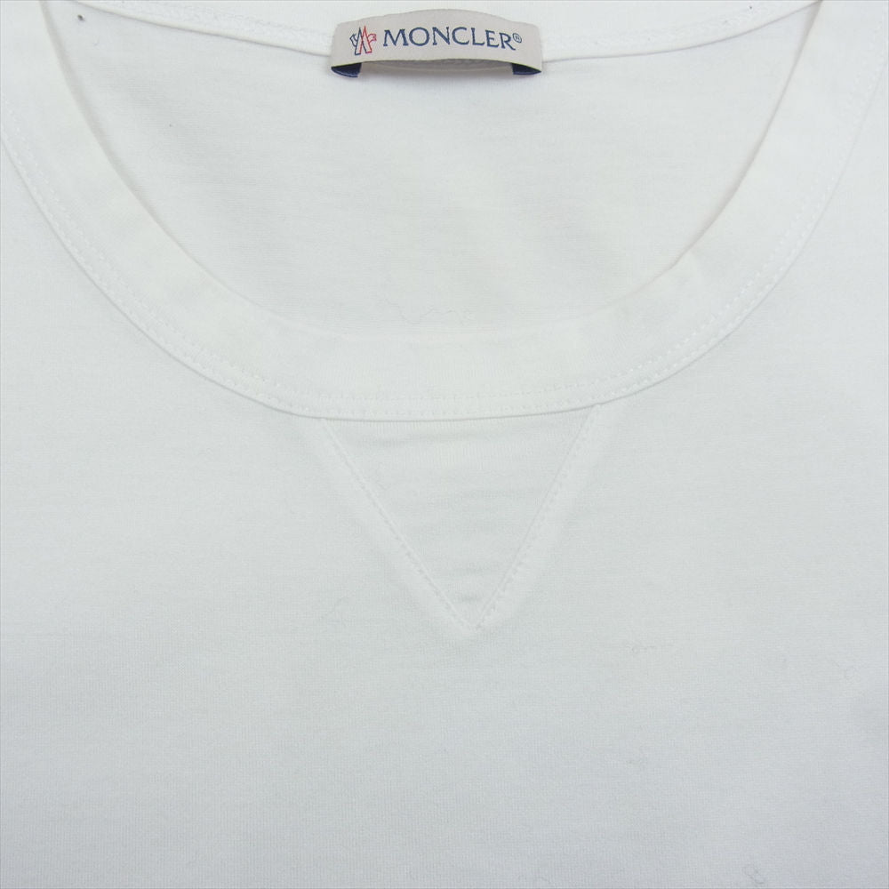 MONCLER モンクレール 19SS D10918032500 8390Y MAGLIA T-SHIRT ダブルロゴワッペン付 クルーネック 半袖 Tシャツ ホワイト系 L【美品】【中古】