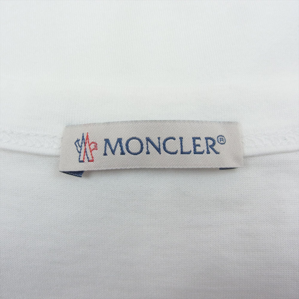 MONCLER モンクレール 19SS D10918032500 8390Y MAGLIA T-SHIRT ダブルロゴワッペン付 クルーネック 半袖 Tシャツ ホワイト系 L【美品】【中古】