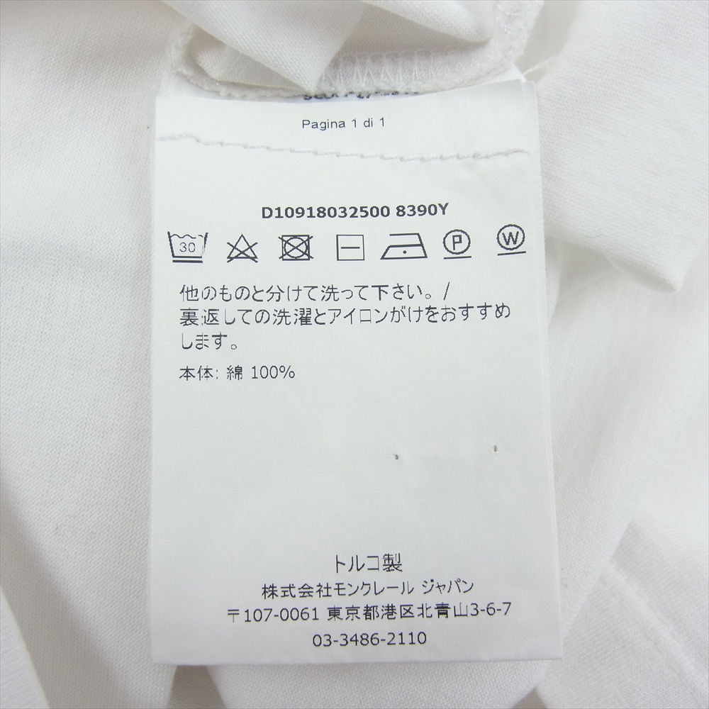 MONCLER モンクレール 19SS D10918032500 8390Y MAGLIA T-SHIRT ダブルロゴワッペン付 クルーネック 半袖 Tシャツ ホワイト系 L【美品】【中古】