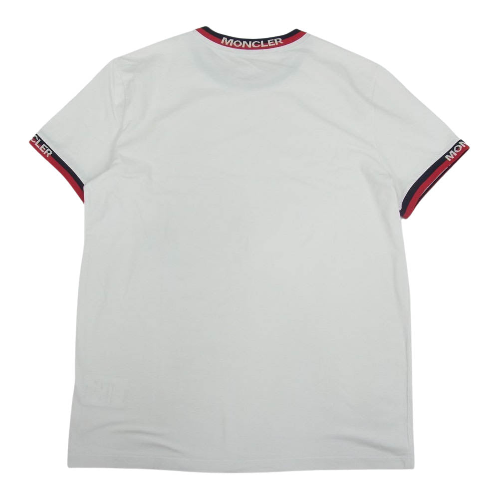 MONCLER モンクレール 19SS  E10918000700 MAGLIA T-SHIRT ジャガード リブ ストレッチコットン モックネック Tシャツ   ホワイト系 L【美品】【中古】