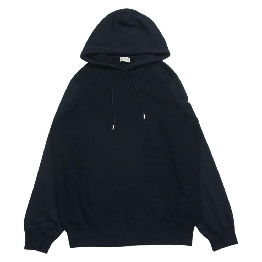 MONCLER モンクレール 21SS G10919C77200 GIROCOLLO TRICOT ロゴワッペン 切替 パーカー フーディ トルコ製 ダークネイビー系 L【中古】