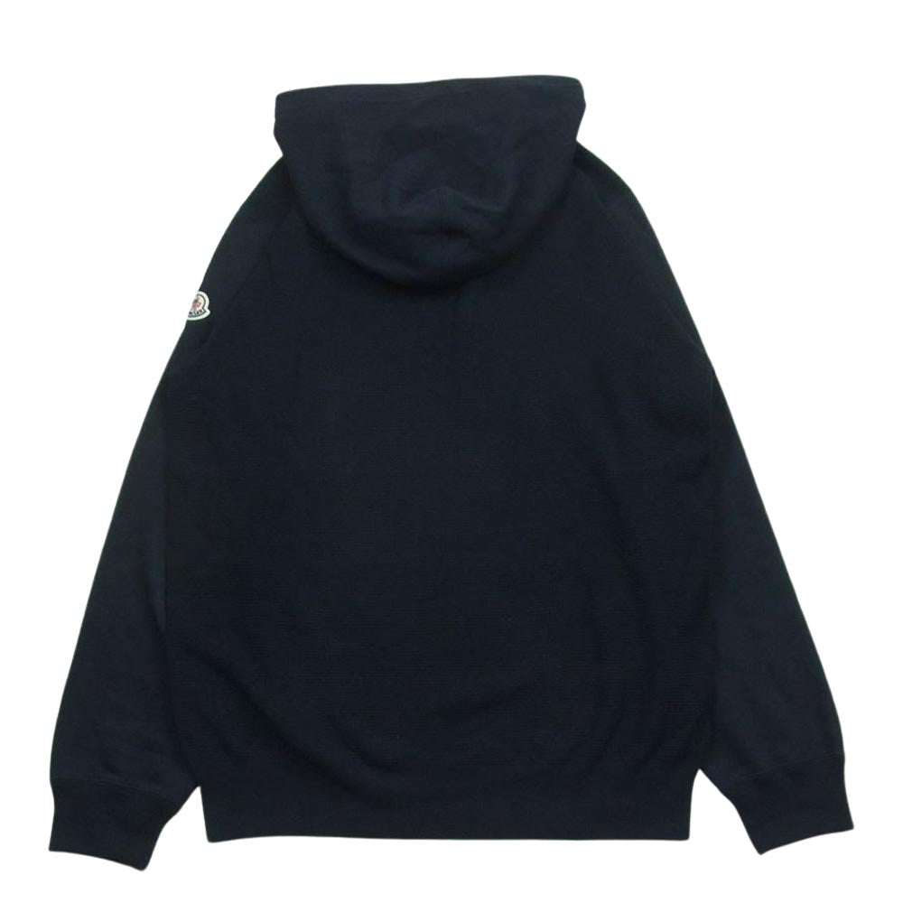 MONCLER モンクレール 21SS G10919C77200 GIROCOLLO TRICOT ロゴワッペン 切替 パーカー フーディ トルコ製 ダークネイビー系 L【中古】