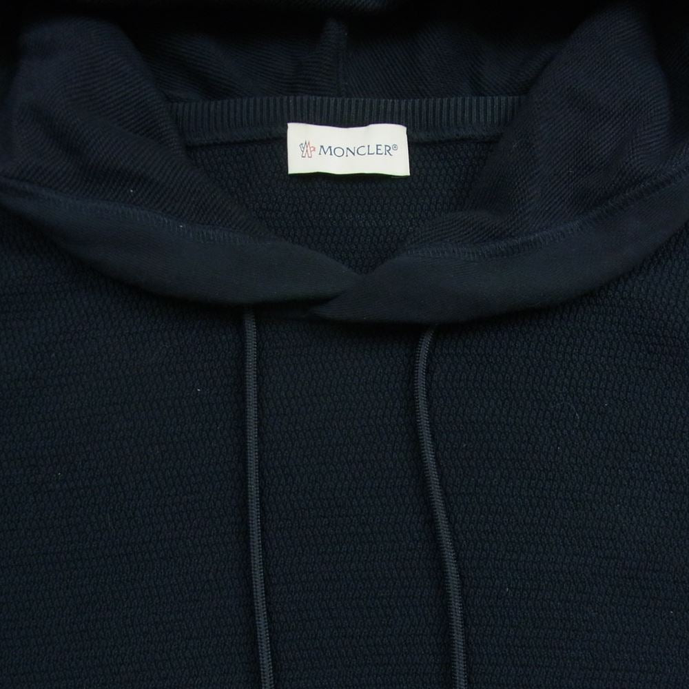 MONCLER モンクレール 21SS G10919C77200 GIROCOLLO TRICOT ロゴワッペン 切替 パーカー フーディ トルコ製 ダークネイビー系 L【中古】