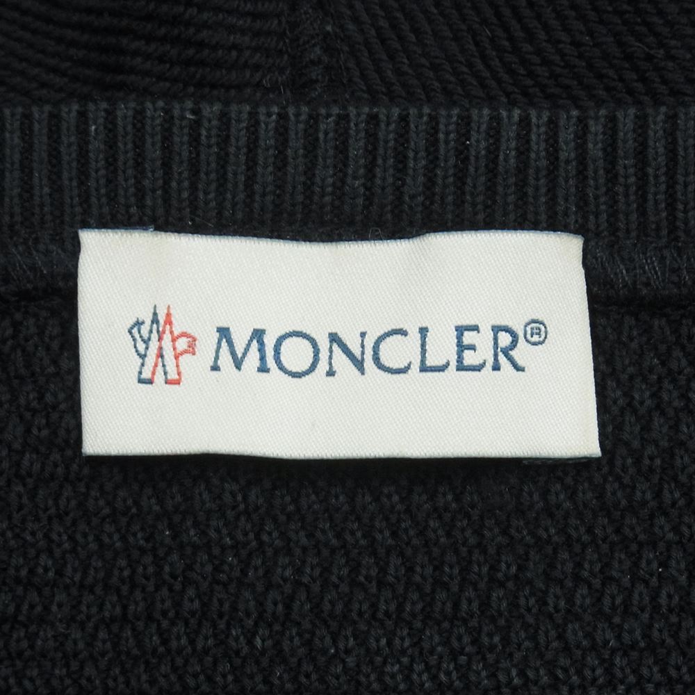 MONCLER モンクレール 21SS G10919C77200 GIROCOLLO TRICOT ロゴワッペン 切替 パーカー フーディ トルコ製 ダークネイビー系 L【中古】