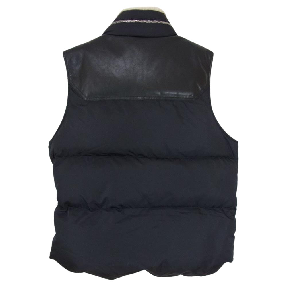 MONCLER モンクレール B20914389115 AVORD GILET アヴォード ジレ レザー切替 ダウン ベスト ブラック系 2【美品】【中古】