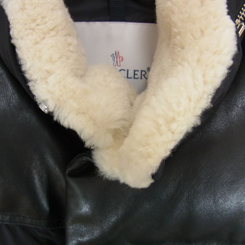 MONCLER モンクレール B20914389115 AVORD GILET アヴォード ジレ レザー切替 ダウン ベスト ブラック系 2【美品】【中古】