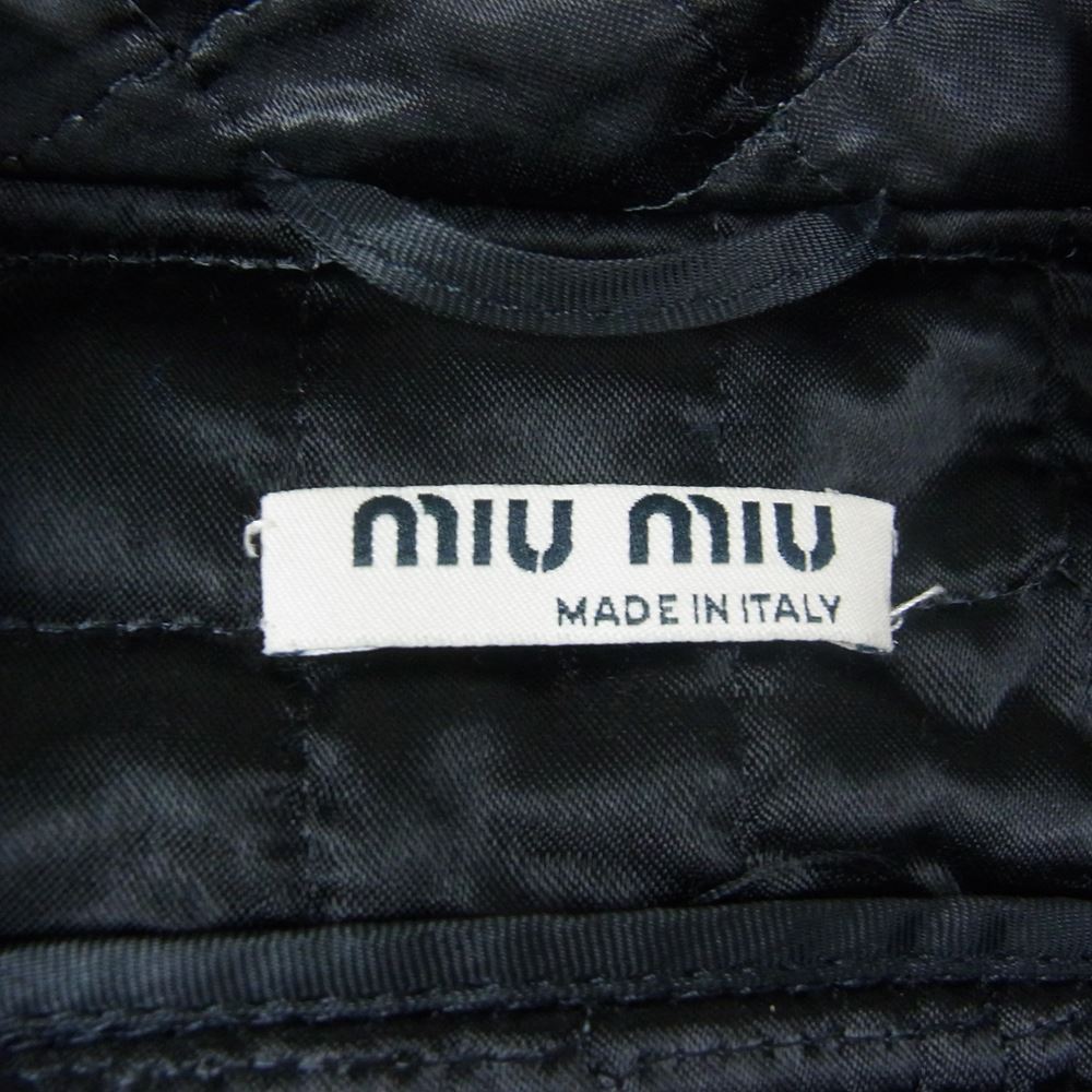 MIUMIU ミュウミュウ ダブル ナイロン キルティング コート ブラック系 42【中古】