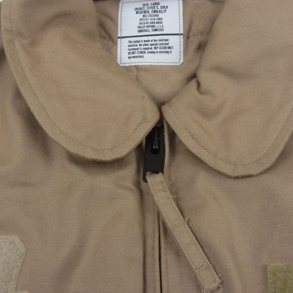 ユーエスアーミー 米軍 2014年度会計 CWU45P Valley Apparel バレイアパレル フライトジャケット ミリタリージャケット カーキ ベージュ系 L【中古】