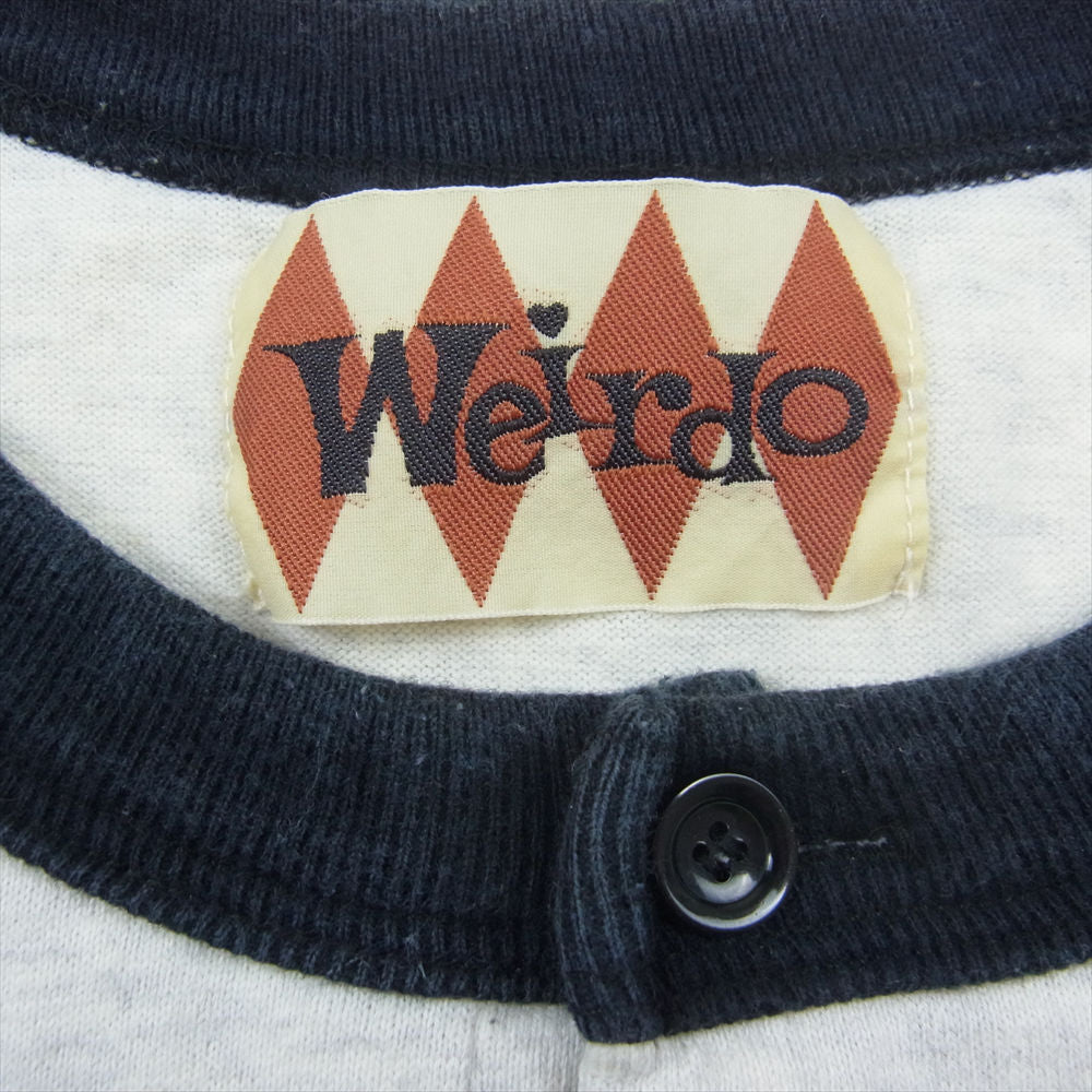 WEIRDO ウィアード WRD-14-SS-32 ヘンリーネック 袖ストライプ 長袖 Tシャツ グレー系 ダークネイビー系 M【中古】