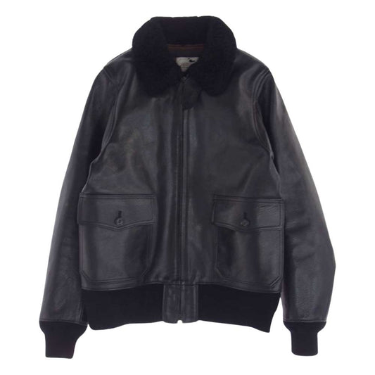 GANGSTERVILLE ギャングスタービル GSV-13-AW-03 ゴートレザー 襟ボア レザー ジャケット ブルゾン ブラック系 M【中古】