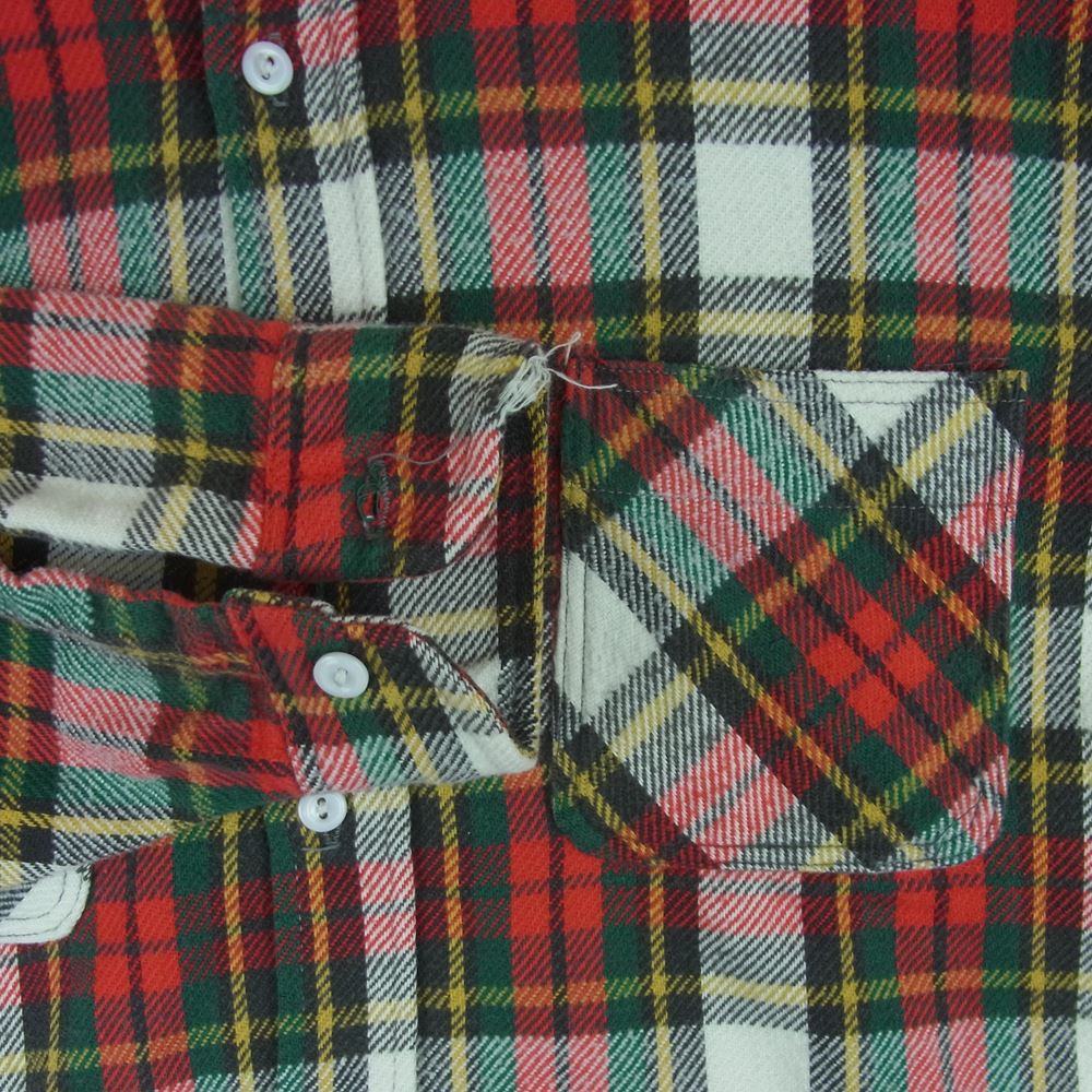 BIG MAC ビッグマック ヴィンテージ 70s ヘビーネル チェック 長袖 シャツ コットン レッド系 グリーン系 イエロー系 L【中古】