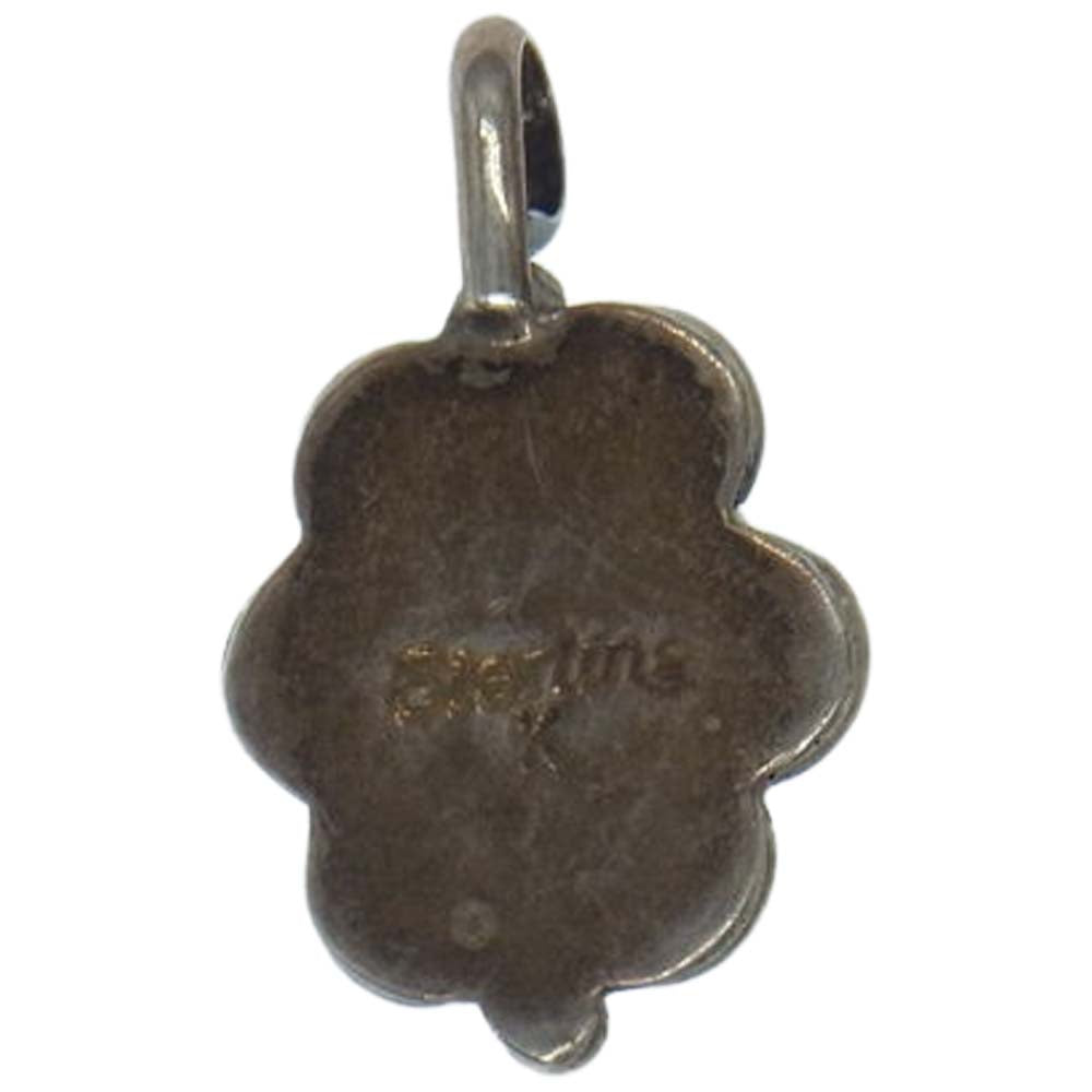 ナバホ族 インディアンジュエリー作者不明 unknown K刻印 ターコイズ フラワー ペンダントトップ シルバー系【中古】