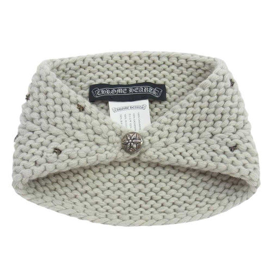 CHROME HEARTS クロムハーツ（原本無） スターボタン カシミヤ ニット ヘアバンド グレー系【中古】