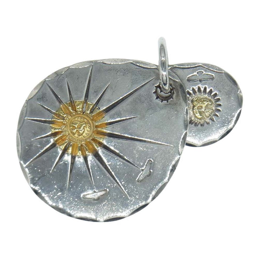 WINGROCK ウィングロック K18 金メタル付き タタキ 2連 ネックレス シルバー系【中古】