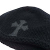 CHROME HEARTS クロムハーツ（原本無） BEANIE CASH レザー クロスパッチ カシミヤ クロスボール ビーニー ニット帽 ブラック系【中古】
