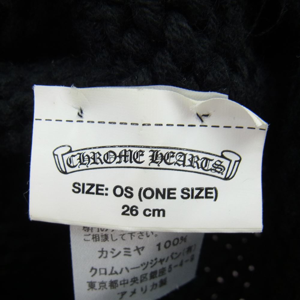 CHROME HEARTS クロムハーツ（原本無） BEANIE CASH レザー クロスパッチ カシミヤ クロスボール ビーニー ニット帽 ブラック系【中古】