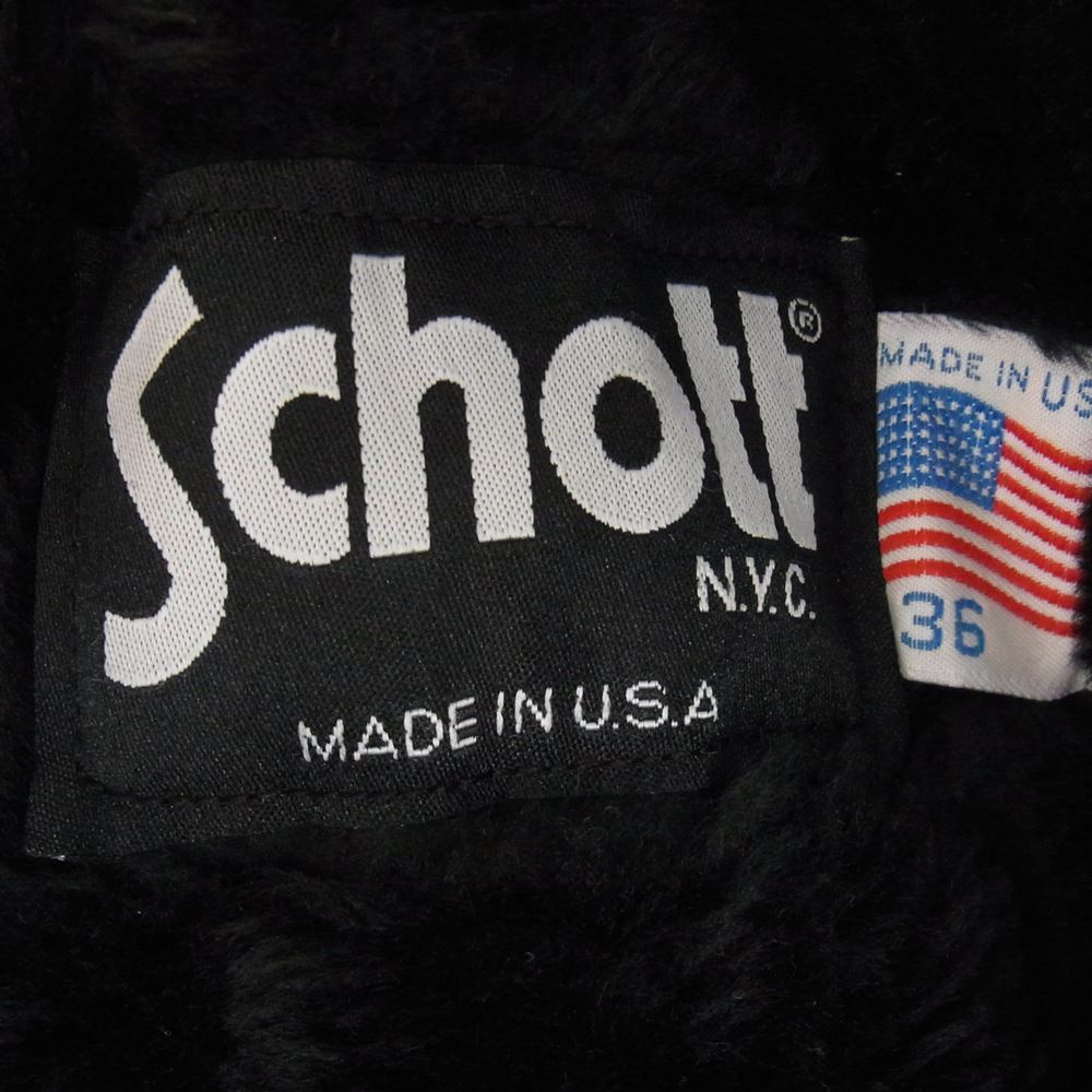 schott ショット 641 シングル ライナー ライダース レザー ジャケット ブラック系 36【中古】