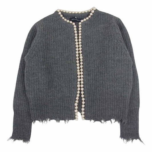 MADISON BLUE マディソンブルー MB224-8012 PEARL DAMAGE CD BRITISH WOOL パール ダメージ ブリティッシュ ウール 羽織り カーディガン グレー系 XS【美品】【中古】