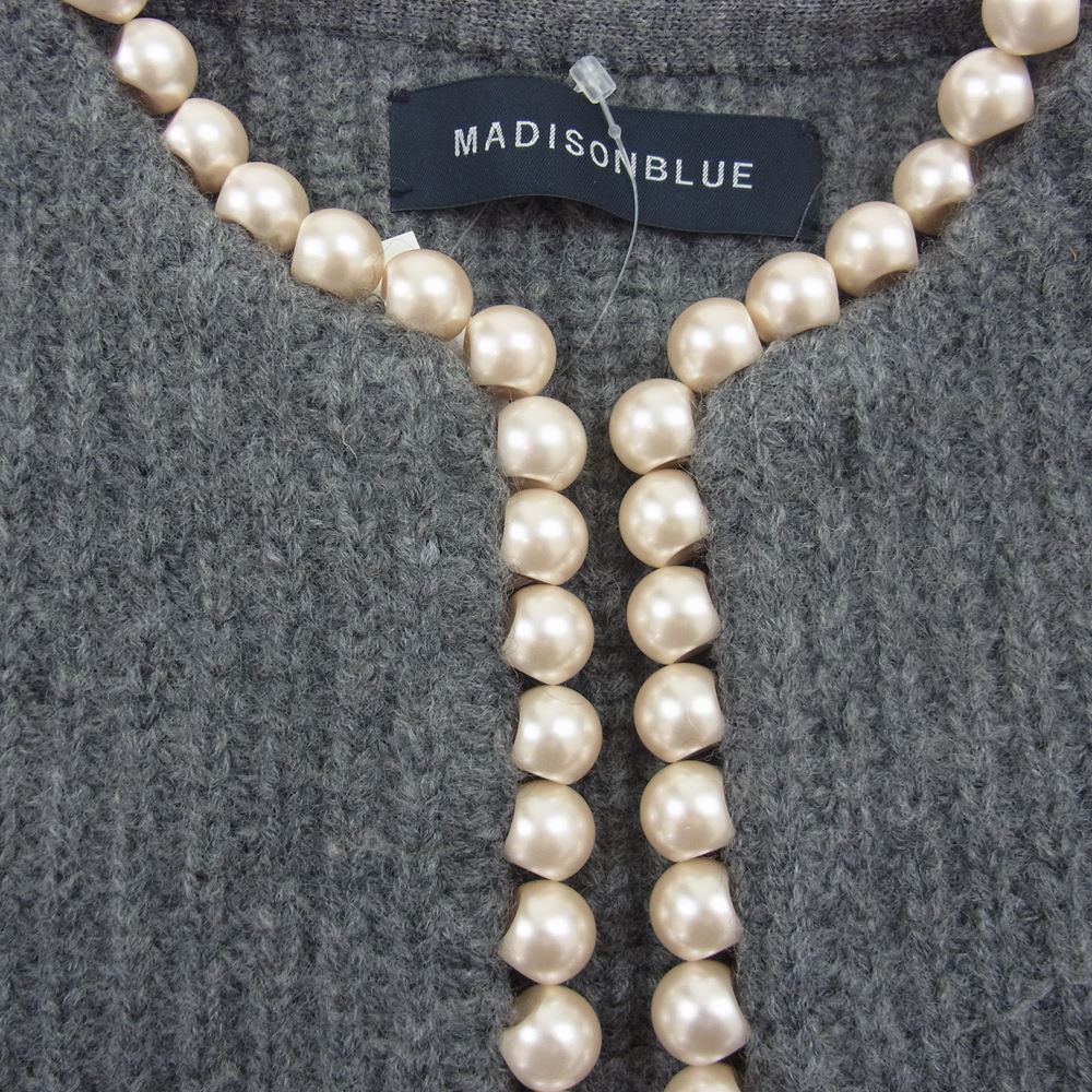 MADISON BLUE マディソンブルー MB224-8012 PEARL DAMAGE CD BRITISH WOOL パール ダメージ ブリティッシュ ウール 羽織り カーディガン グレー系 XS【美品】【中古】