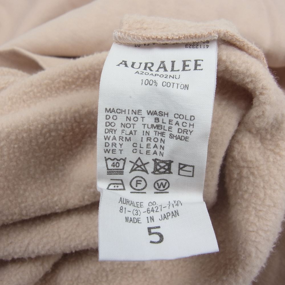AURALEE オーラリー 20AW A20AP02NU ELASTIC HIGH GAUGE SWEAT P/O エラスティック プルオーバ― 長袖 スウェット ピンクベージュ系 5【中古】