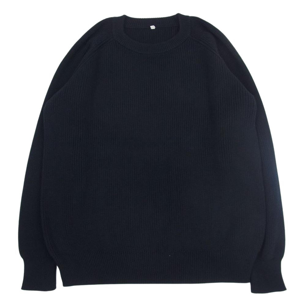 ヨーコサカモト オーガニックコットン クルーネック リブ 長袖 ニット ネイビー系 L【中古】