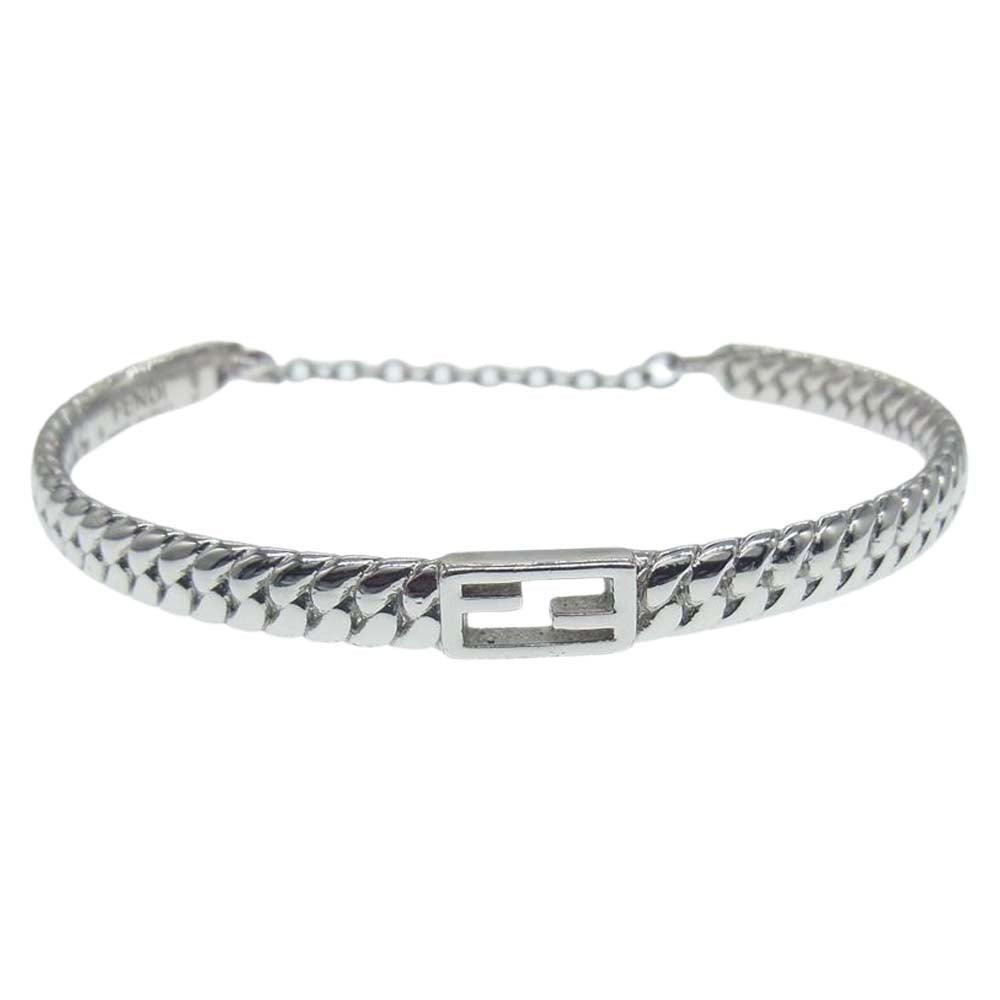 FENDI フェンディ 8AG987 B08 BANGLE BAGUETTE バングル バゲット ブレスレット ズッカロゴ シルバー系 S【中古】