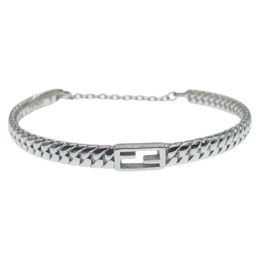 FENDI フェンディ 8AG987 B08 BANGLE BAGUETTE バングル バゲット ブレスレット ズッカロゴ シルバー系 S【中古】