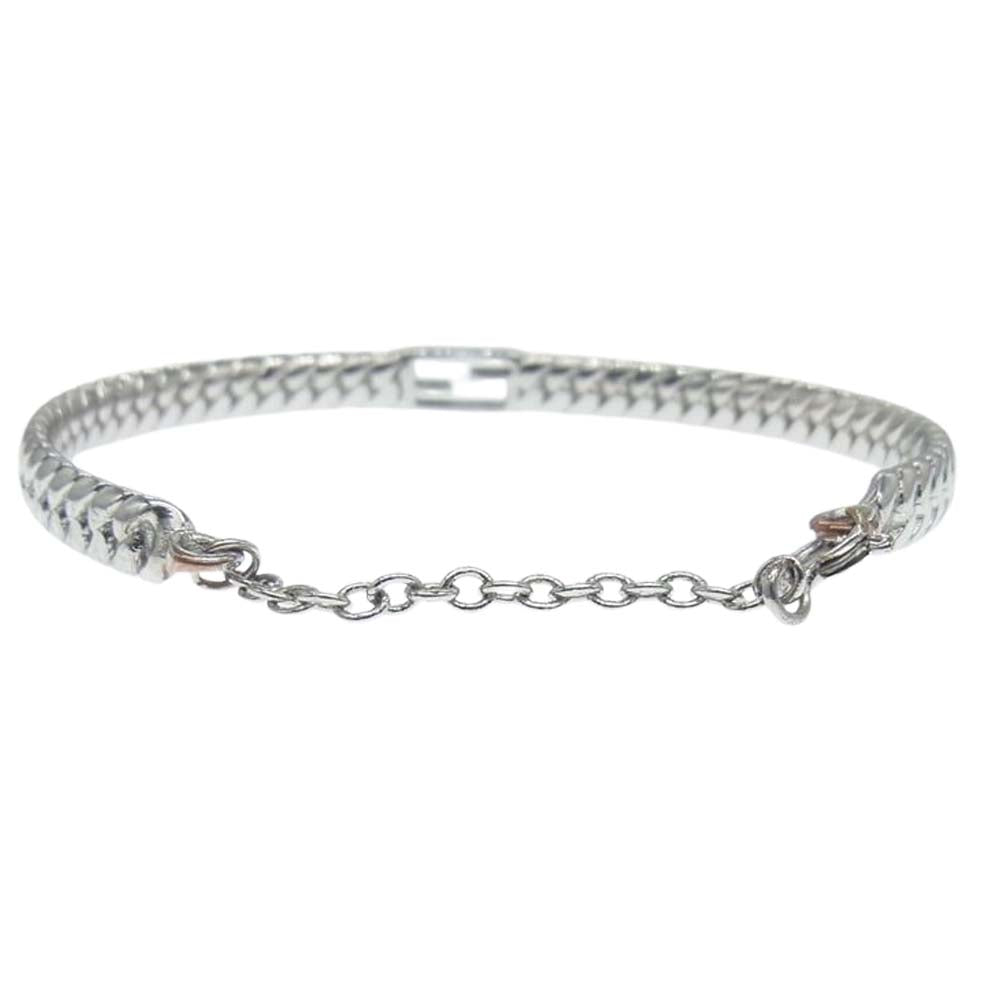 FENDI フェンディ 8AG987 B08 BANGLE BAGUETTE バングル バゲット ブレスレット ズッカロゴ シルバー系 S【中古】