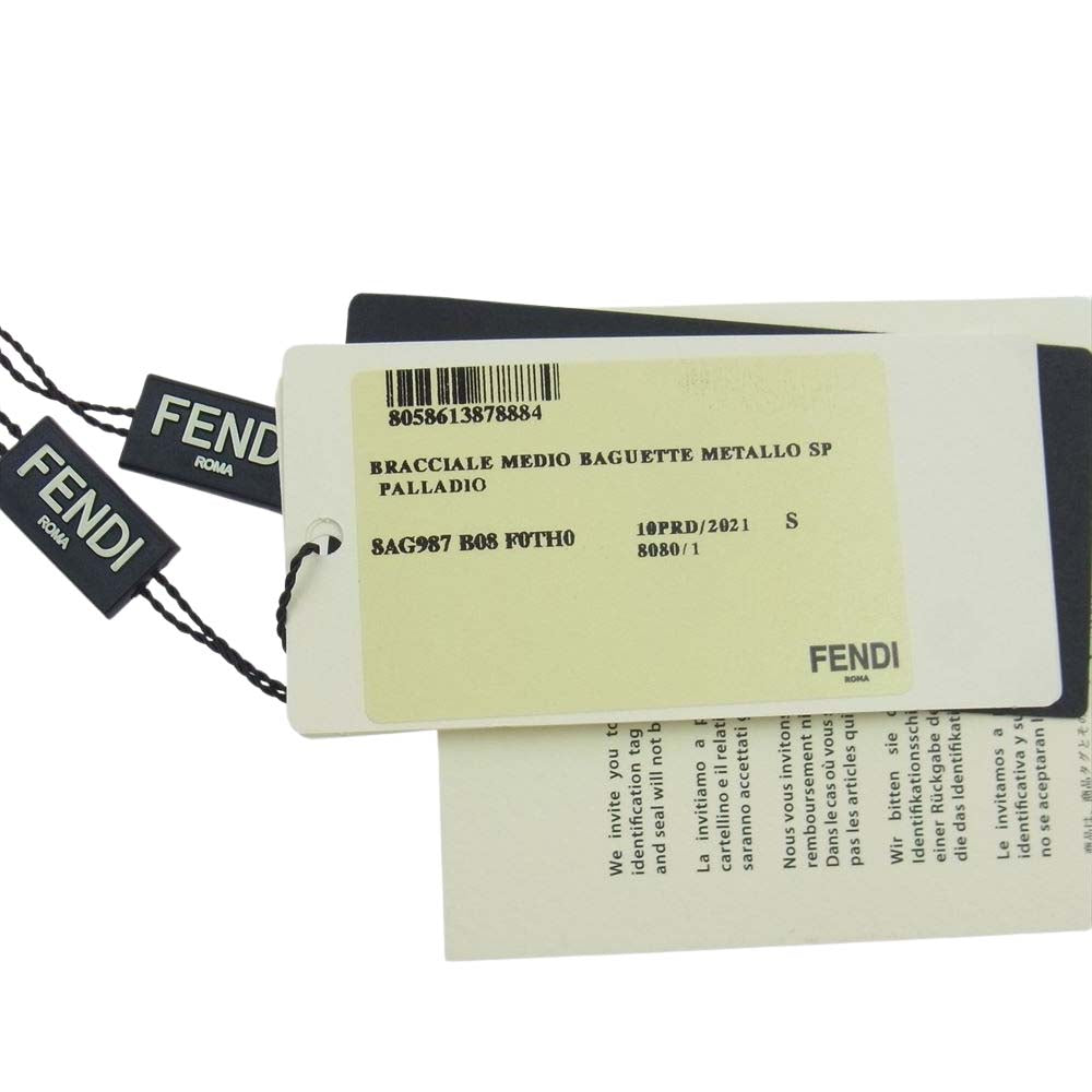FENDI フェンディ 8AG987 B08 BANGLE BAGUETTE バングル バゲット ブレスレット ズッカロゴ シルバー系 S【中古】