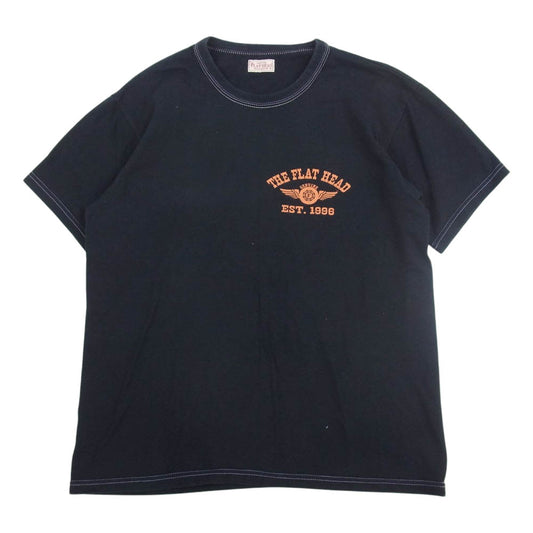 THE FLAT HEAD ザフラットヘッド バックロゴプリント クルーネック 半袖 Tシャツ ブラック系 40【中古】